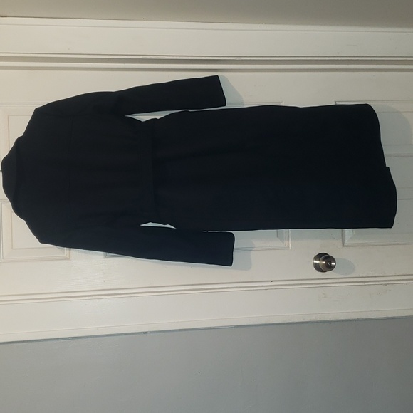 Zara belted button wool trench coat winter black xsmall new - Picture 2 of 7